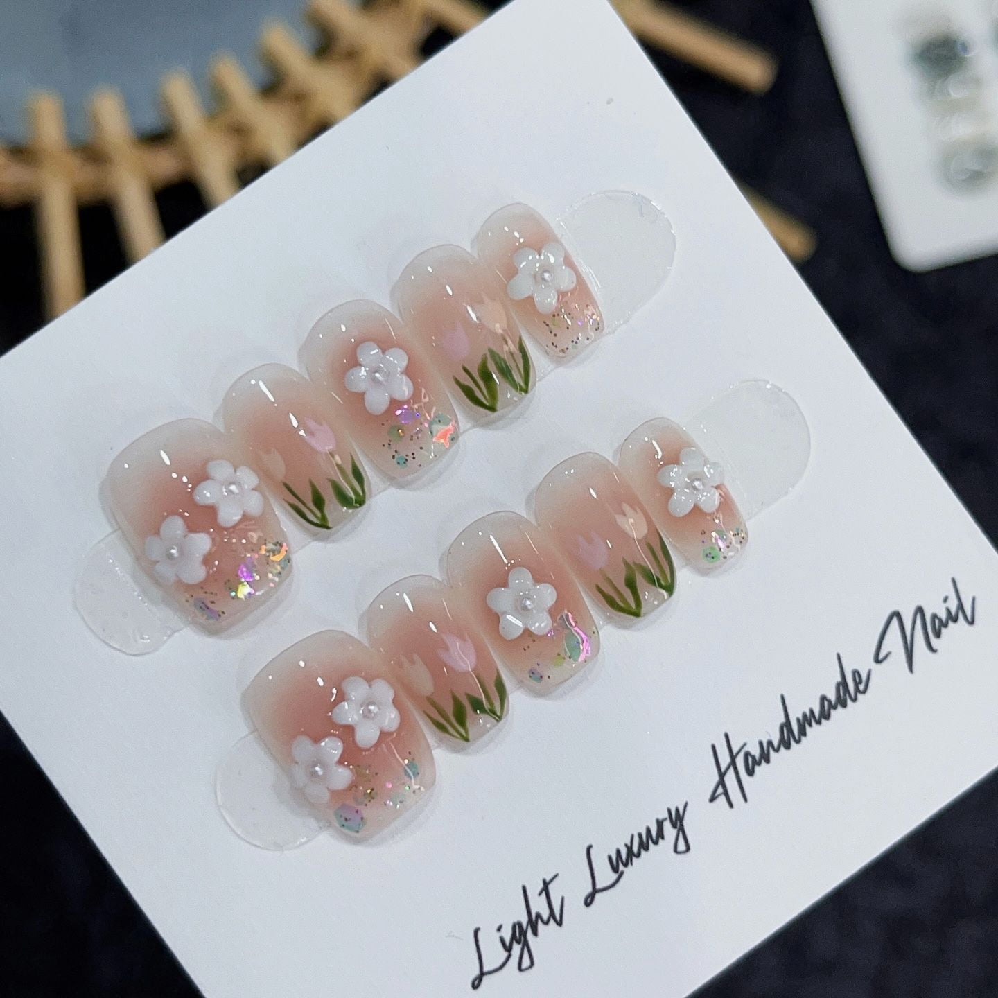 [Original real shot] Four Seasons Pure Desire Xiaohua Blush Short Armor Handmade Wear Nail Film Light Luxury Pure Handmade High Quality Control
