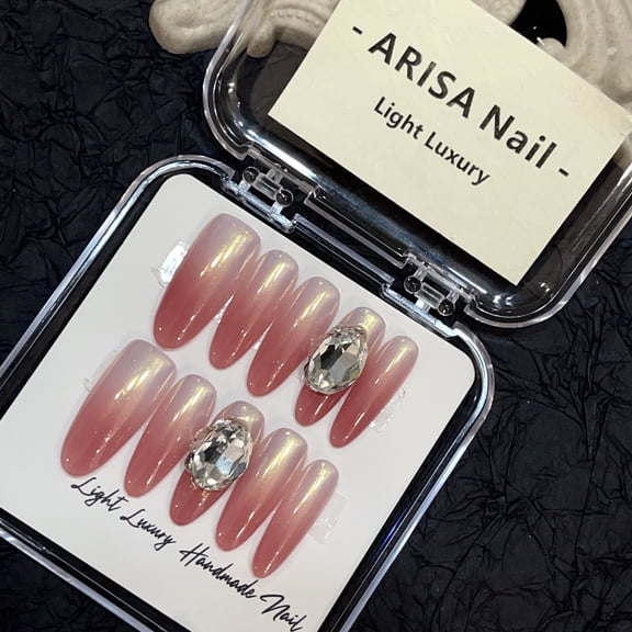 [Original real shot] Spray gun Aurora powder K9 white diamond ball hand-worn nail piece light luxury pure handmade high-quality nail control