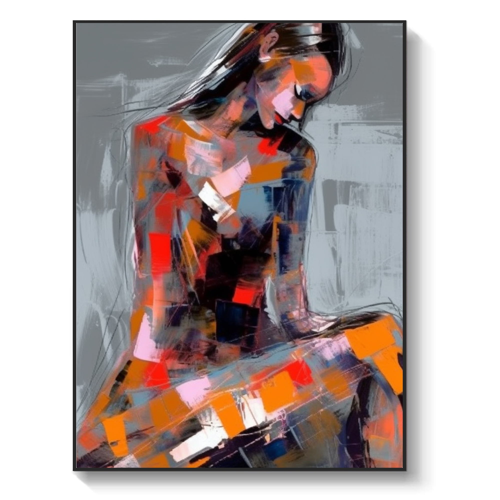 Original woman abstract canvas oil painting, large figure art custom ...