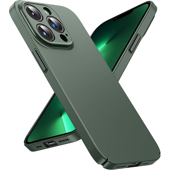 OriginalFit Slim Case for iPhone 13 Pro 6.1'', Ultra Thin Sturdy Protective Phone Case with Full Camera Protection & Anti-Scratch & No Fingerprint Hard Matte Back Cover, Silky-Touch, Green