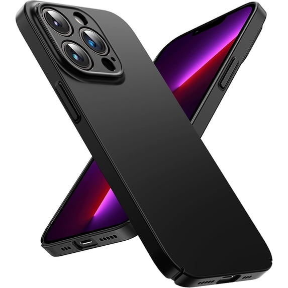 OriginalFit Slim Case for iPhone 13 Pro 6.1'', Ultra Thin Sturdy Protective Phone Case with Full Camera Protection & Anti-Scratch & No Fingerprint Hard Matte Back Cover, Silky-Touch, Black