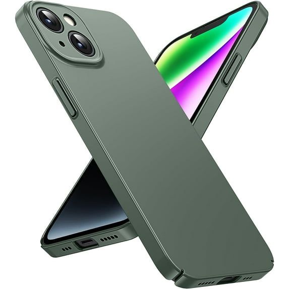 OriginalFit Slim Case for iPhone 14 6.1'', Ultra Thin Sturdy Protective Phone Case with Full Camera Protection & Anti-Scratch & No Fingerprint Hard Matte Back Cover, Silky-Touch, Green