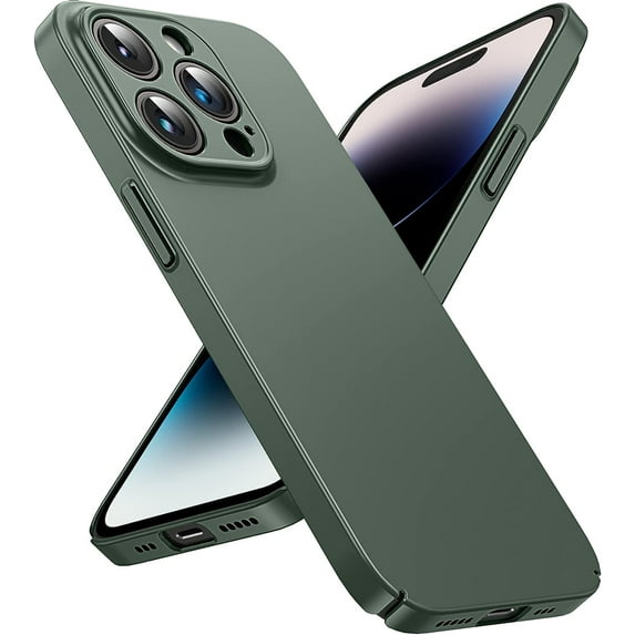 OriginalFit Slim Case for iPhone 14 Pro 6.1'', Ultra Thin Sturdy Protective Phone Case with Full Camera Protection & Anti-Scratch & No Fingerprint Hard Matte Back Cover, Silky-Touch, Green