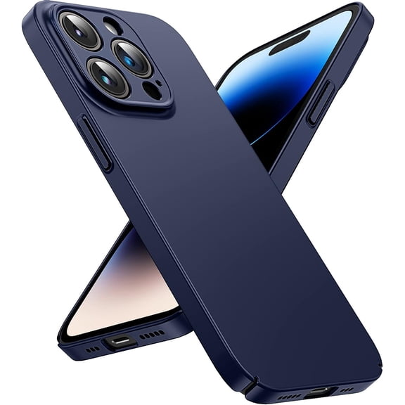 OriginalFit Slim Case for iPhone 14 Pro 6.1'', Ultra Thin Sturdy Protective Phone Case with Full Camera Protection & Anti-Scratch & No Fingerprint Hard Matte Back Cover, Silky-Touch, Dark Blue