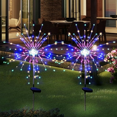 OriginalSourcing 2 Pack Outdoor Solar Garden Light Firework Lights 120 LED Waterproof Garden Decor Lights for Patio, Multicolor