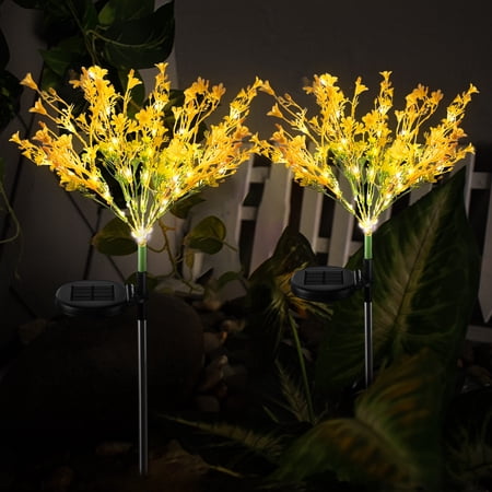 OriginalSourcing 2 Pack Solar Flower Garden Lights Outdoor Waterproof LED Solar Rape Blossoms Light for Garden Yard Christmas Decorations