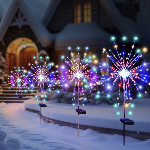 4 Pack Solar Firework Lights, 120 LED Solar Christmas Lights Outdoor Waterproof with 8 Modes for Outdoor Christmas Decorations, Multicolor