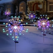 4 Pack Solar Firework Lights 120 LED Outdoor Waterproof Christmas Decoration Garden Lights with 8 Flashing Modes, Multicolor