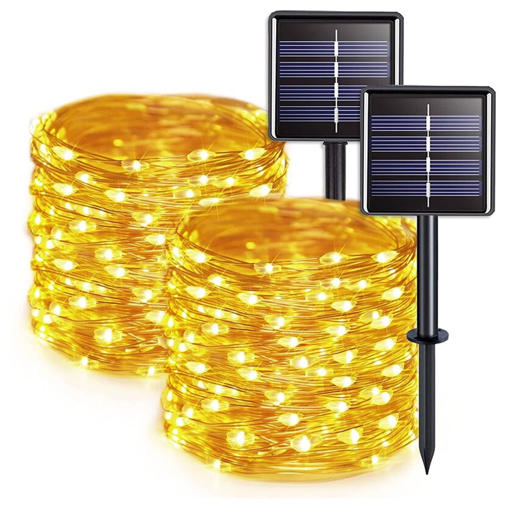 OriginalSourcing 72ft 200LED Solar String Lights Outdoor, Tree Lights Outdoor, Waterproof 8 Modes Fairy Lights for Garden Patio Party, Warm Light, 2 Pack