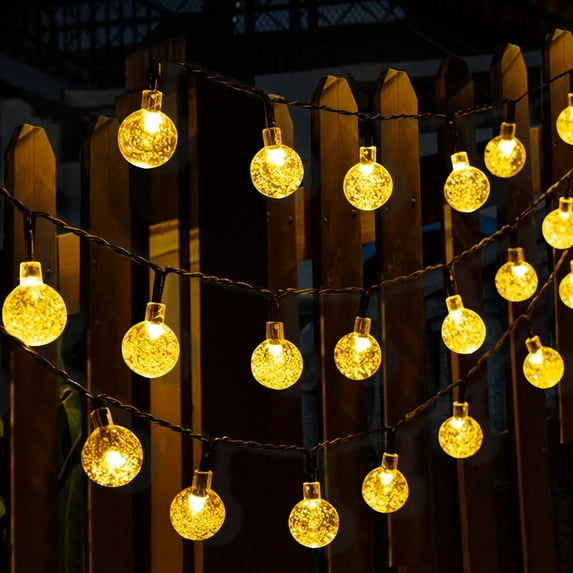OriginalSourcing Solar String Lights Outdoor 30 LED 20ft Crystal Globe Lights Waterproof with 8 Lighting Modes for Outdoor Garden Wedding Party Decor