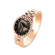 Originality Clock-Shape Ring With Cubic-Zirconia For Women Engagement Wedding Jewelry Accessories Gift For Women Girls