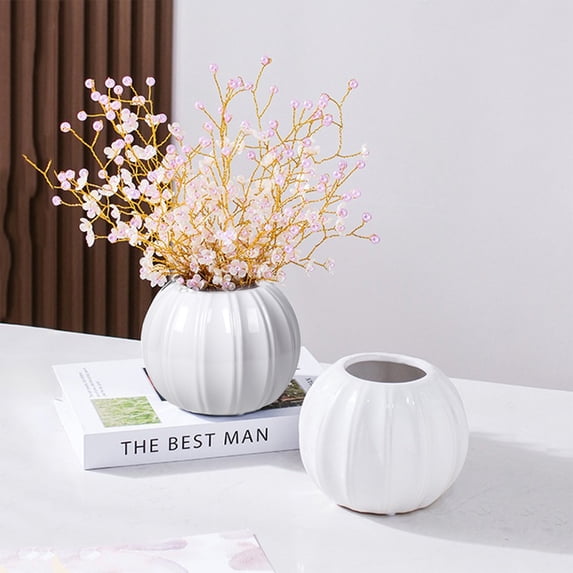 Originality Plastic Flower Pot Imitation Pumpkin Shape Halloween Ornaments Vase Festive Dress PS New Material Two Halves Splicing