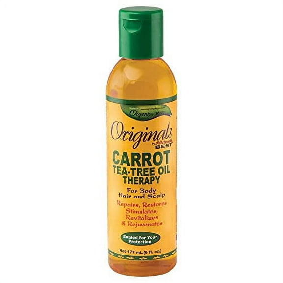 Originals by Africa's Best Carrot Tea-Tree Oil Therapy, For body, Hair and Scalp, Natural Organic Oils Repair, Restores Stimulates, Revitalizes &, Rejuvenates, 6oz Bottle