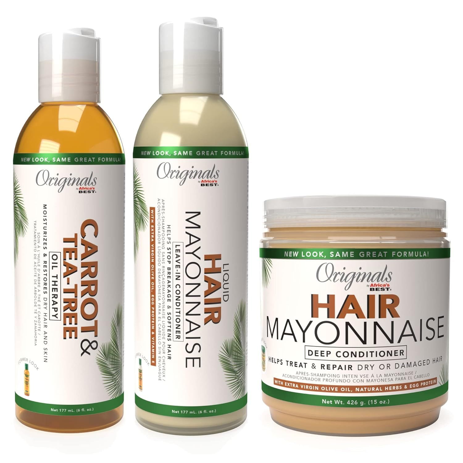 Originals by Africa's Best Holy Grail Treatments Bundle Includes: Hair Mayonnaise, Carrot Tea Tree Oil Therapy, Olive & Shea Leave In Conditioner, Everything Needed to Bring Hair Back To Life