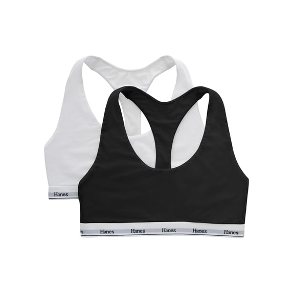 Hanes Womens' Originals Stretch Racerback 2 Pack Bralette, Style MHO101