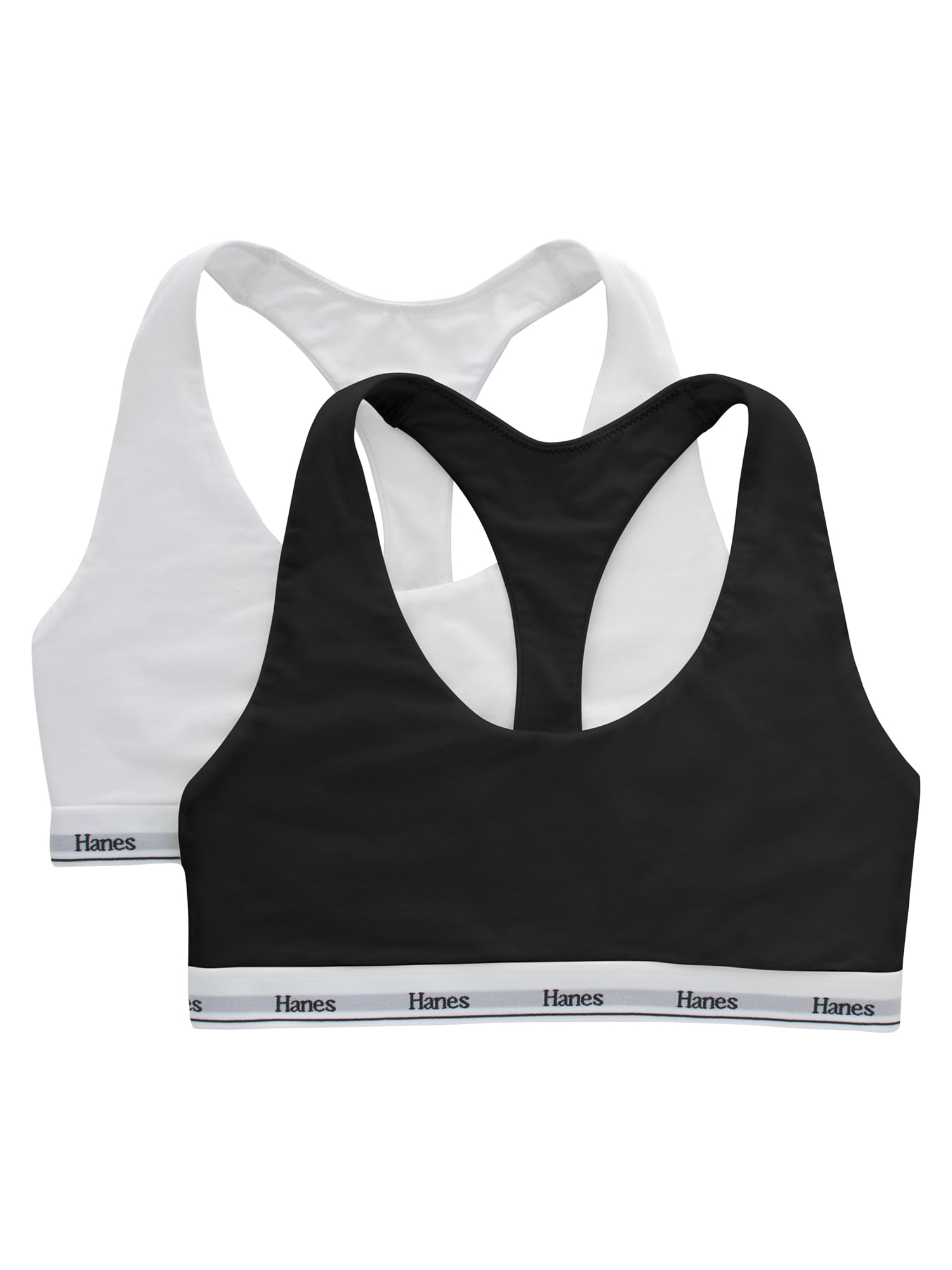 Hanes Womens' Originals Stretch Racerback 2 Pack Bralette, Style MHO101