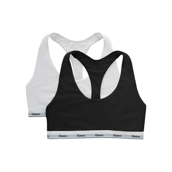 Hanes Womens' Originals Stretch Racerback 2 Pack Bralette, Style MHO101