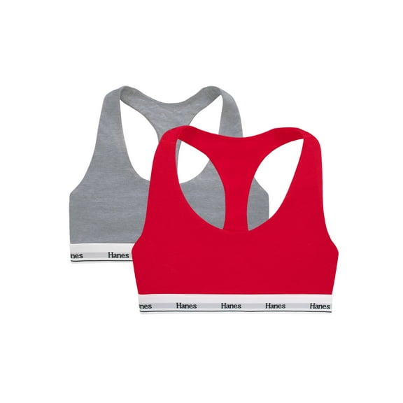 Hanes Womens' Originals Stretch Racerback 2 Pack Bralette, Style MHO101