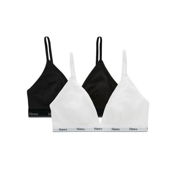 Hanes Originals Women's Stretch Triangle Bra, 2-Pack