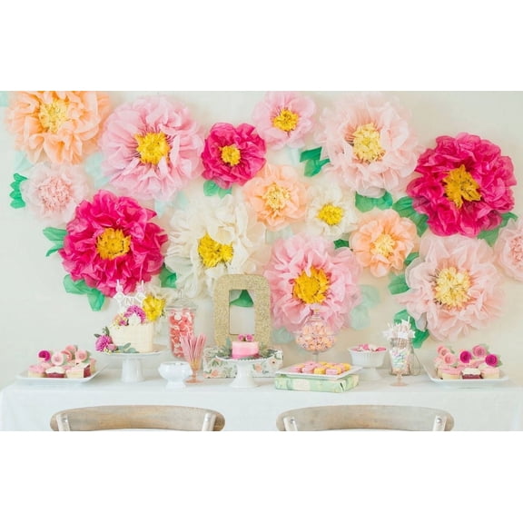 Originals Group Fiesta Tissue Paper Flowers Hanging Pom Poms Multicolor Rainbow Pastel Round, 12 Pieces