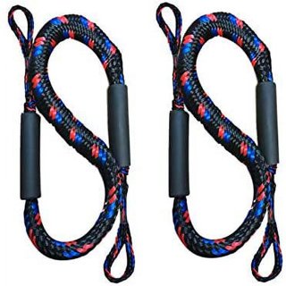 Originalsourcing 2 Pcs Boat Dock Lines Stretches 5.5ft, Anchor Bungee Dock  Lines with Hook Double Braided Mooring Lines 