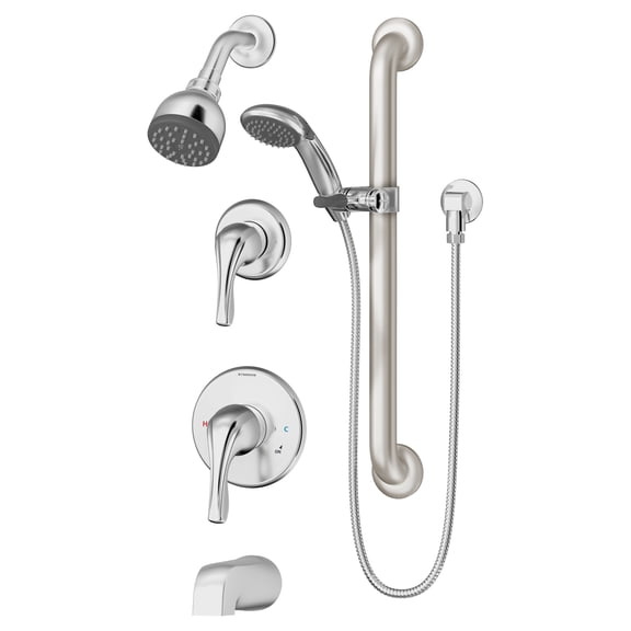 Origins 2-Handle Tub and 1-Spray Shower Trim with 1-Spray Hand Shower in Polished Chrome (Valves Not Included)