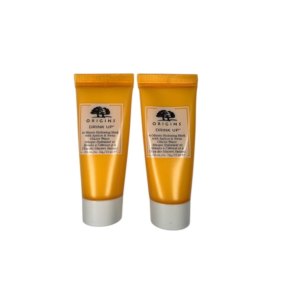 Origins Drink Up 10 Minute Hydrating Mask with Apricot & Swiss Glacier Water 0.5 fl. oz / 15 ml Each Total 1.5 fl. oz. 45 ml