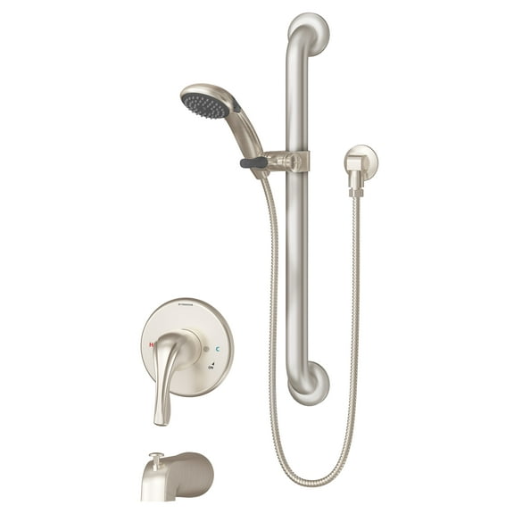 Origins Single Handle 1-Spray Tub and Hand Shower Trim in Satin Nickel - 1.5 GPM (Valve Not Included)