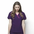 thumbnail image 1 of Wink Origins Charlie-Women's Y-Neck Fashion Scrub Top, Eggplant, S Regular, 1 of 2