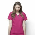 thumbnail image 1 of Wink Origins Charlie-Women's Y-Neck Fashion Scrub Top, Hot Pink, M Regular, 1 of 2