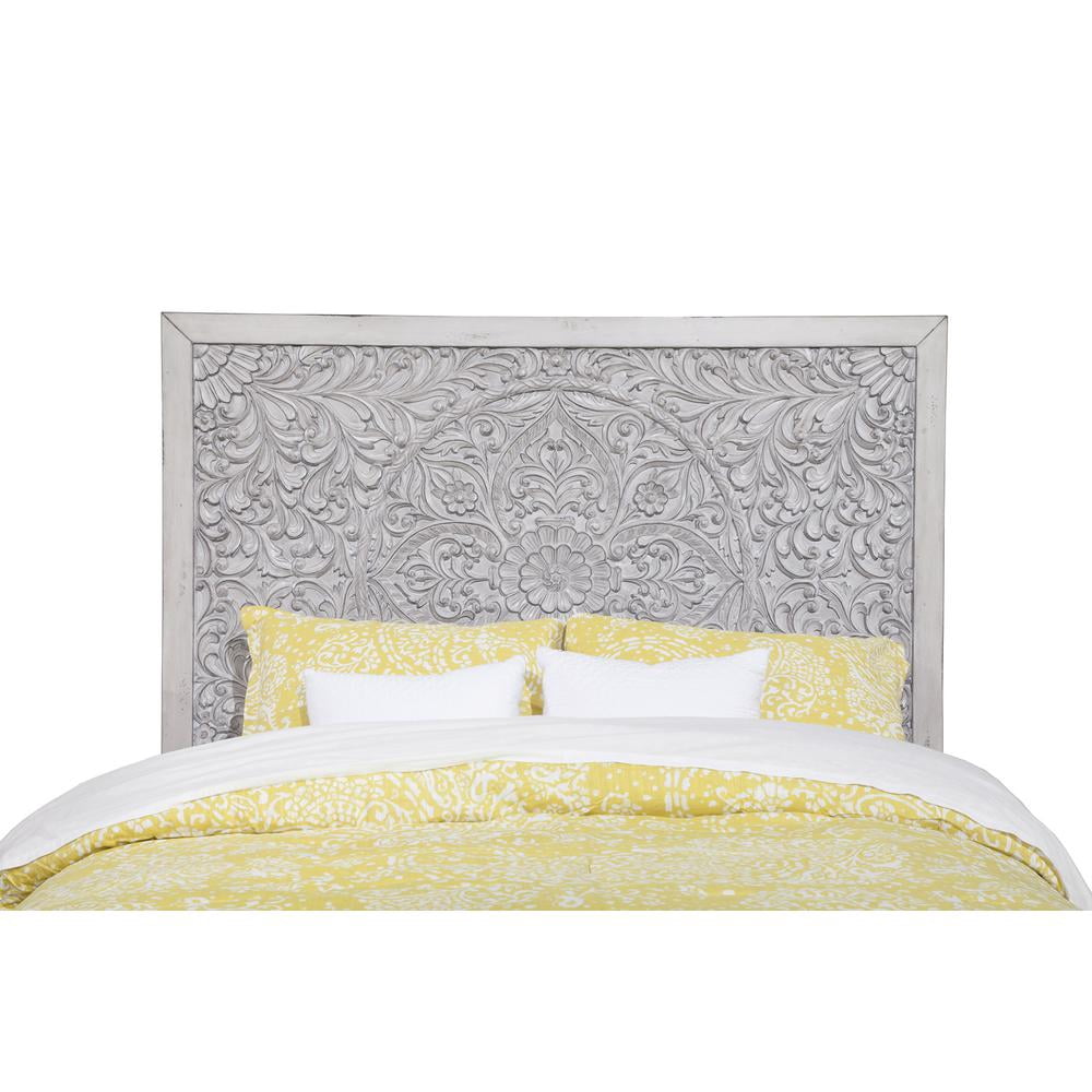 Origins by Alpine Aria Full-Queen Wood Headboard in Weathered Light Gray