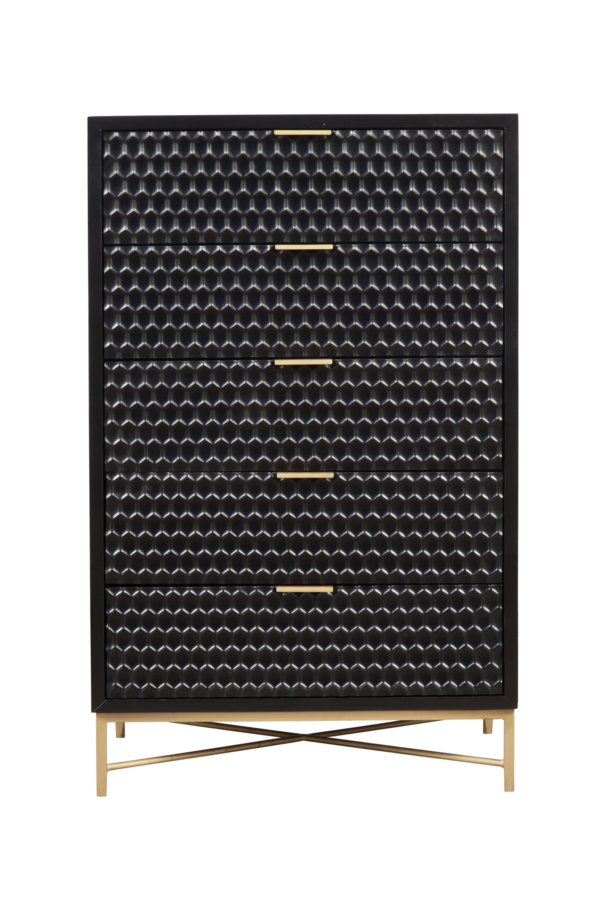 Black Pearl Contemporary Mahogany 5-Drawer Chest with Gold Accents