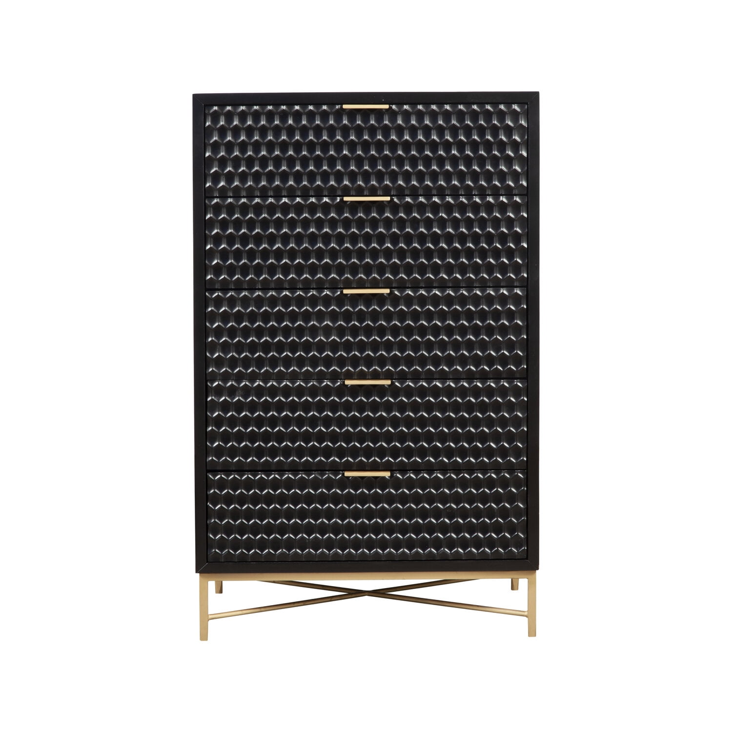 Black Pearl Contemporary Mahogany 5-Drawer Chest with Gold Accents