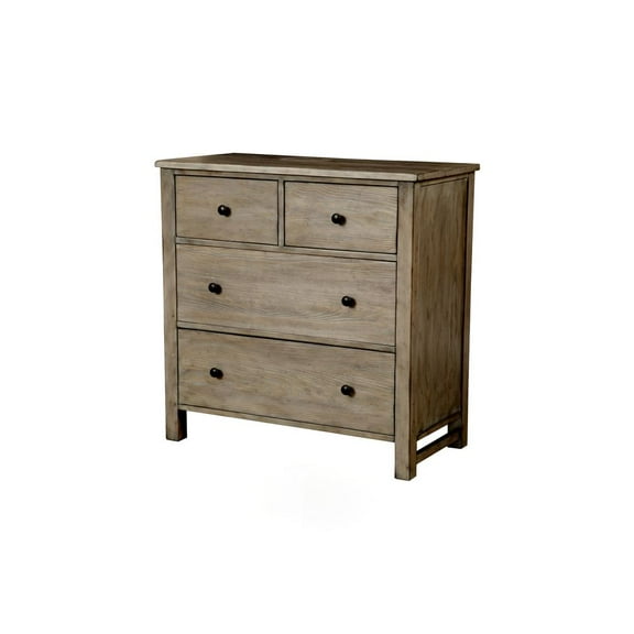 Origins by Alpine Classic Wood Small 4 Drawer Accent Chest in Natural Gray