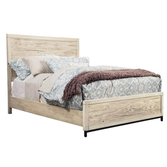 Origins by Alpine Malibu Full Wood Bed in Distressed White