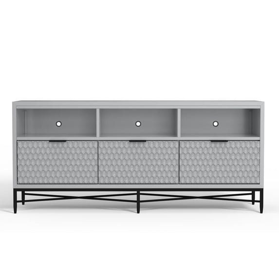 Origins by Alpine Milo 3 Drawer TV Console in Light Slate Grey