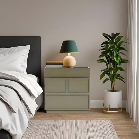 Origins by Alpine Transitional Luca Nightstand, Olive Green