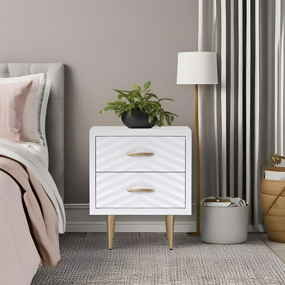 Origins by Alpine Trixie 20 in. W Wood 2 Drawer Nightstand