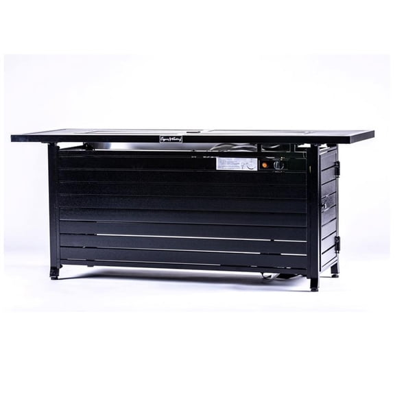 Origins by Alpine Vista Rectangular Fire Pit Table in Hammered Black