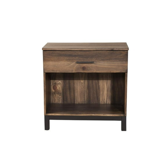 Origins by Alpine Weston Wood 1 Drawer Nightstand in Rustic Pine