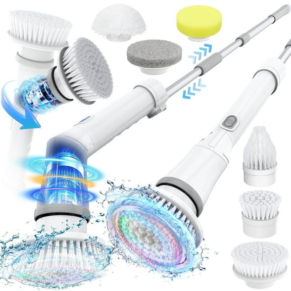 Origrow Electric Spin Scrubber, 6 Replaceable Cleaning Heads Cordless Cleaning Brush
