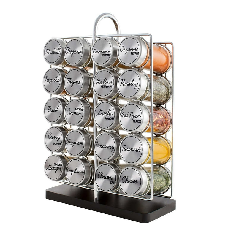 Orii 20 Jar Spice Rack Stainless Steel Filled with Spices - Standing Rack  Shelf Holder & Countertop Spice Rack Tower Organizer for Kitchen Spices  with