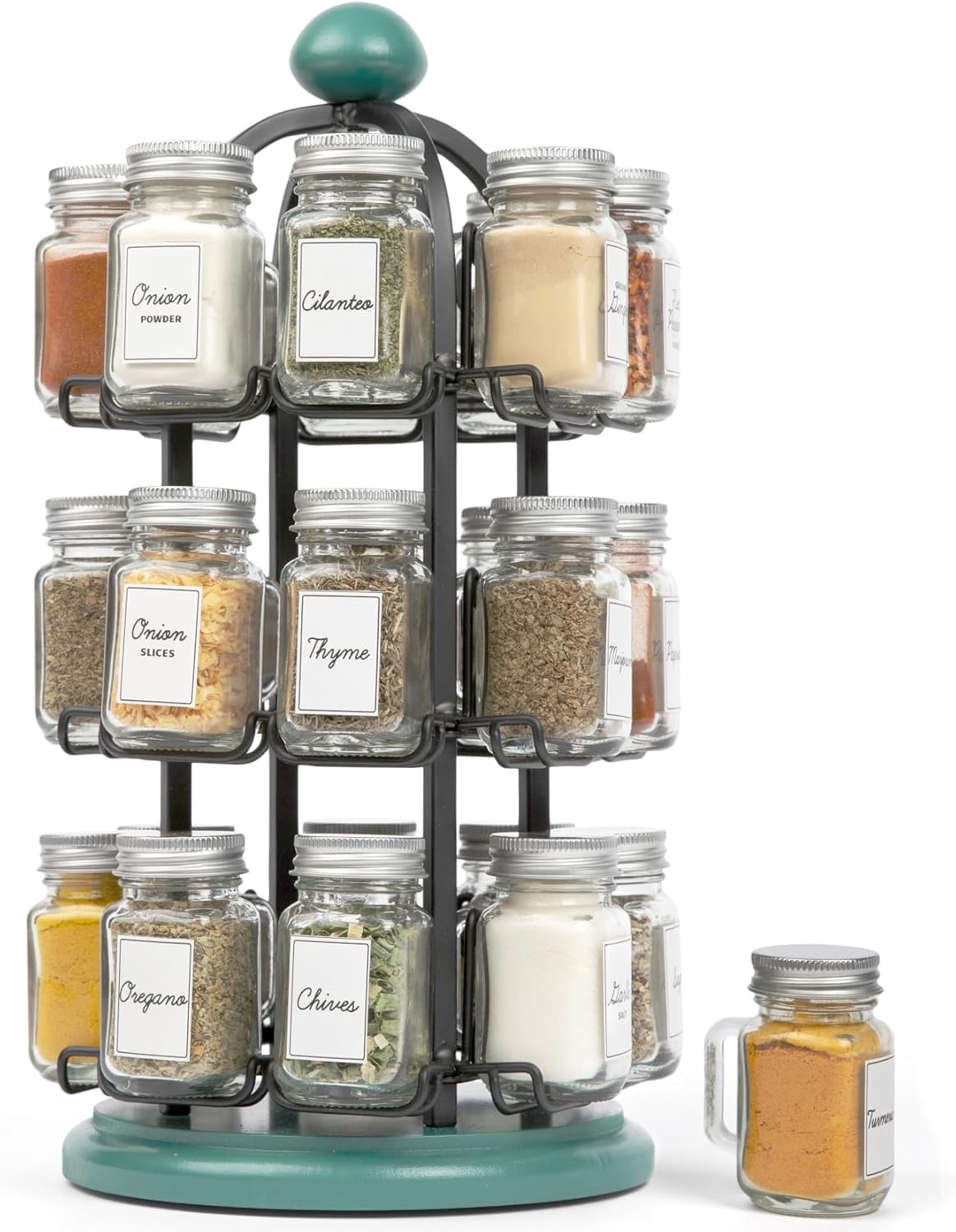 Orii Adrinova 24 Jar Revolving Spice Rack with Spices Included, Spice ...