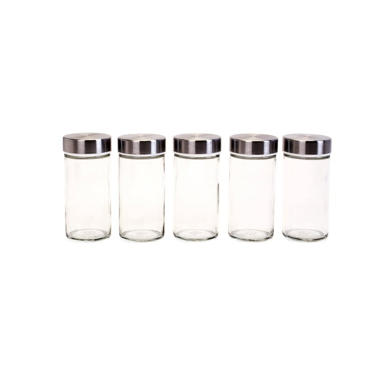 Orii Spice Storage Glass Jars with Stainless Steel Lids 5 Pieces 3oz