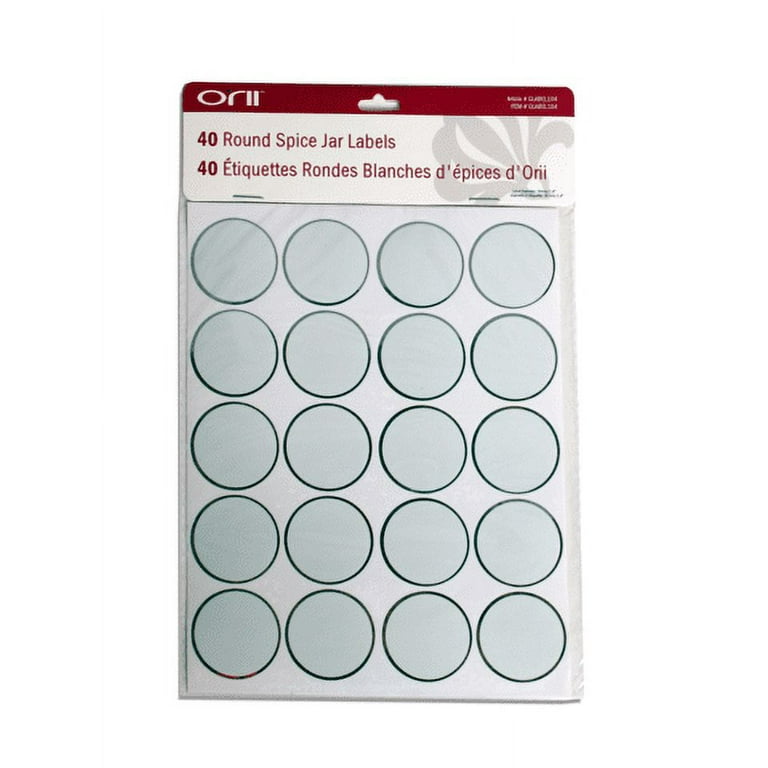 Orii White Round Spice Jar Labels with Silver Border, 40 Blank Labels for  Kitchen