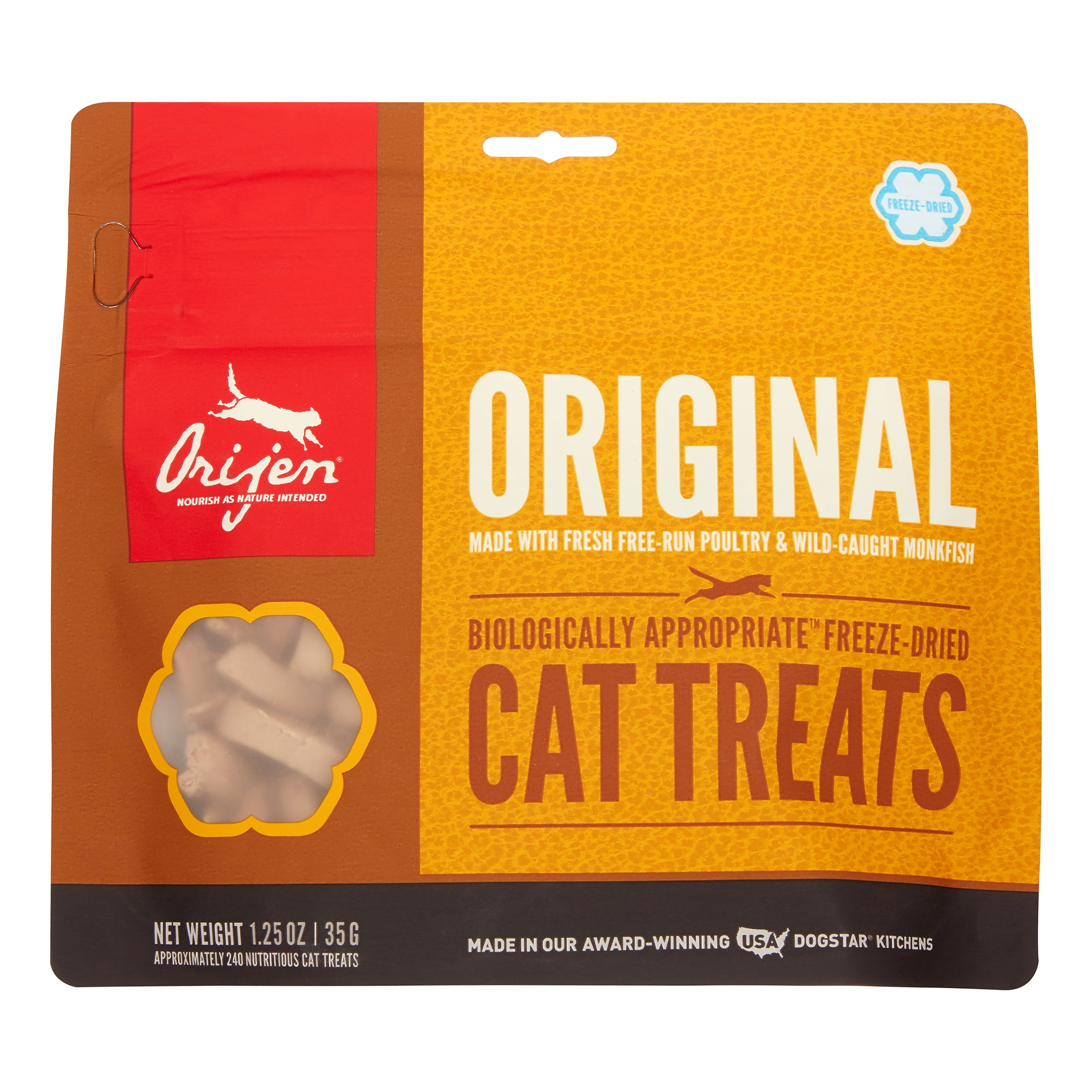 Orijen Original Biologically Appropriate Poultry & Monkfish Freeze-Dried Cat Treats, 1.25 oz