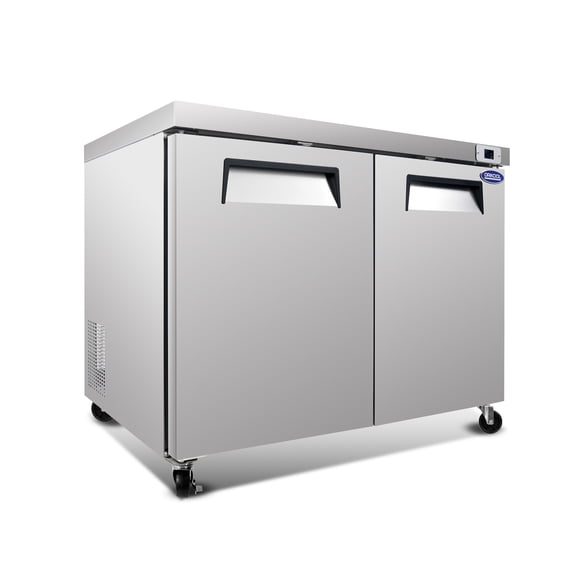 Orikool 48 IN Commercial Refrigerators, Undercounter Refrigerators 14.1 Cu.Ft with Smooth Casters, 2 Doors, ETL Listed for Restaurants, Cafes, Bars And Pizzerias