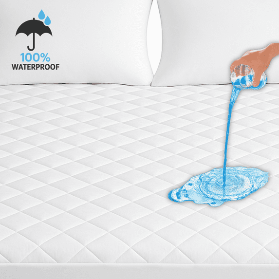 Orimono Elegance Full Mattress Protector, Quilted & 100% Waterproof Pad Cover, Soft Breathable Fitted Mattress Topper, Deep Pocket 8"–21", 54"x75