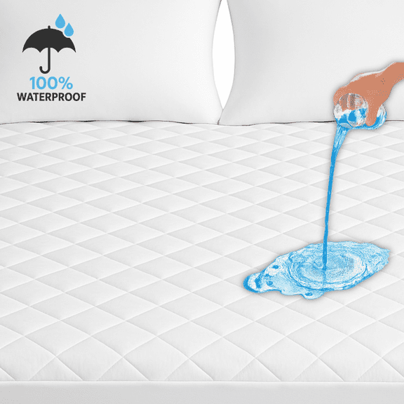 Orimono Elegance Quilted Mattress Protector Queen – 100% Waterproof, Soft Breathable, Noiseless , Fitted Pad Cover, Deep Pocket 8"–21", 60"x80"