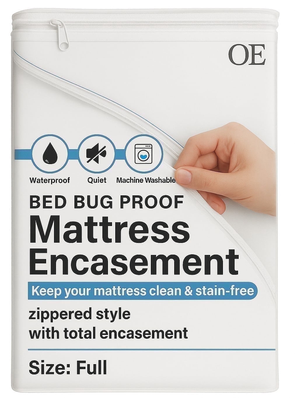 Orimono Elegance Full Mattress Protector, 6-Sided Waterproof Cover, Bed ...